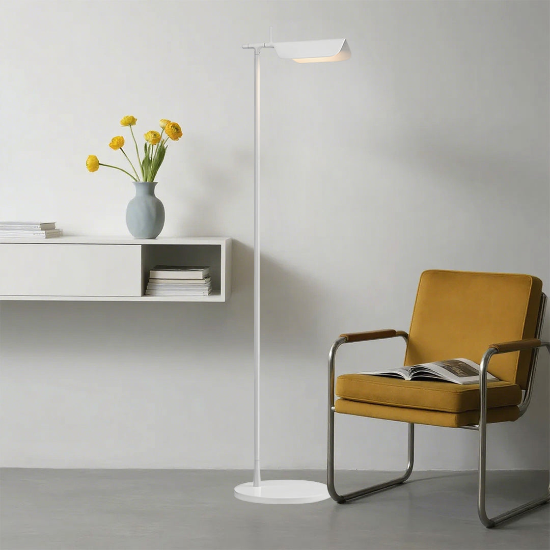 Modern Dimmable LED Floor Lamp in Elegant White for Living Room Decor