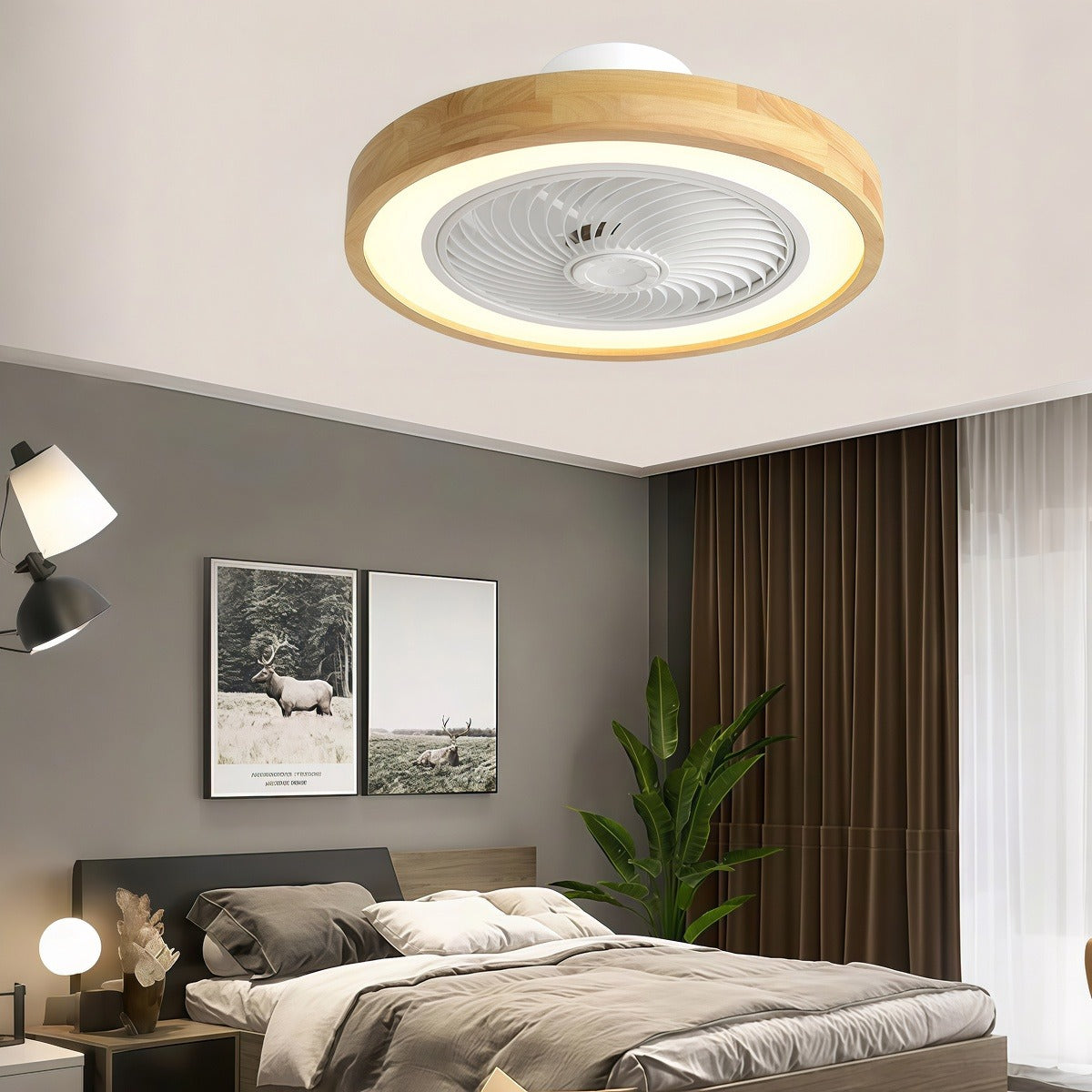 Bladeless Nordic Modern Ceiling Fan with Lights & Remote - Ideal for Living Room