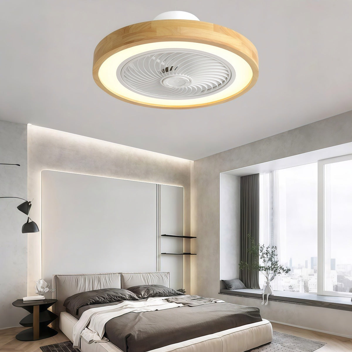 Bladeless Nordic Modern Ceiling Fan with Lights & Remote - Ideal for Living Room