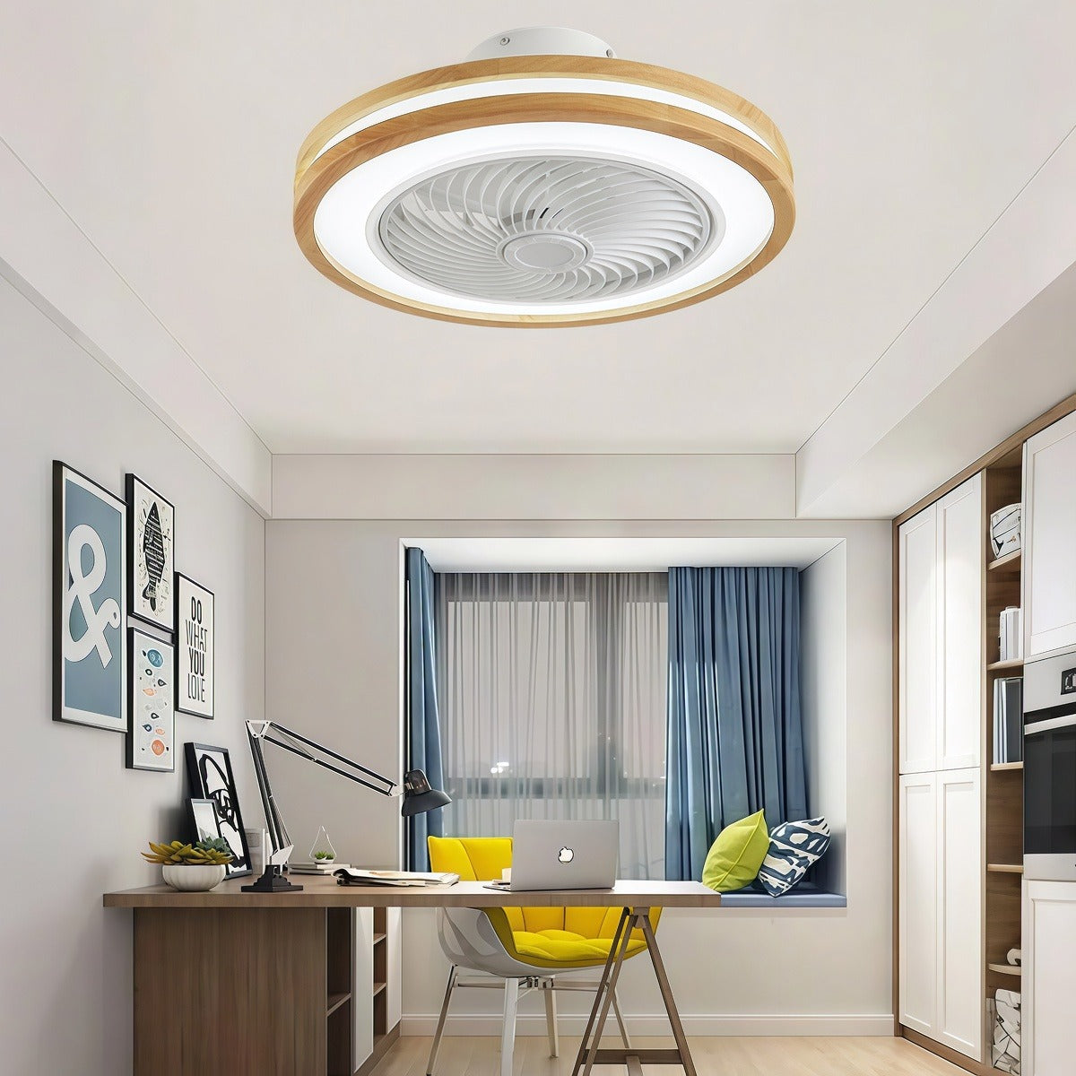 Bladeless Nordic Modern Ceiling Fan with Lights & Remote - Ideal for Living Room