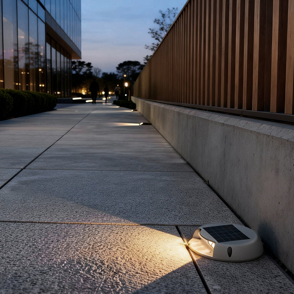 Solar-Powered LED Embedded Deck Pathway Lights in Durable Black Design