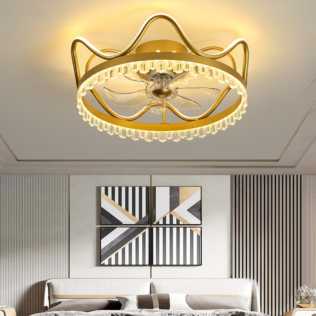 Modern Round LED Ceiling Fan Light with Remote - Adjustable Brightness