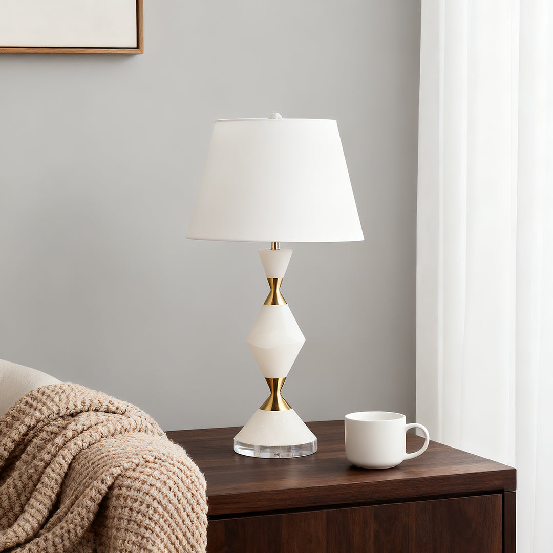 Elegant White Modern Table Lamps with Gold Accents for Living Room Decor