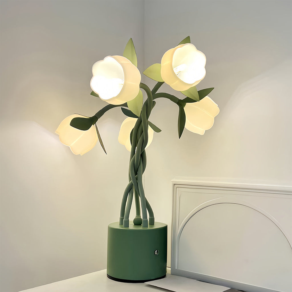 Vintage Green Artistic Table Lamps with Flexible Stems for Desk & Living Room