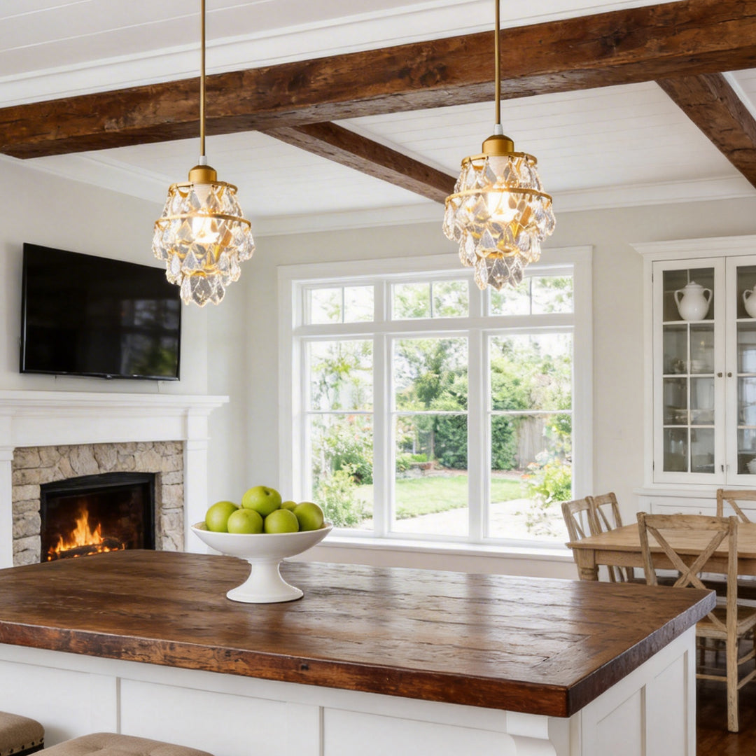Modern Silver Crystal Mini Pendant Light Fixture for Dining Room Ceiling