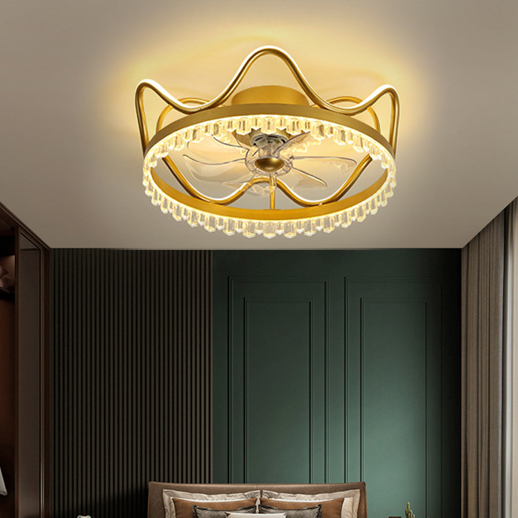 Modern Round LED Ceiling Fan Light with Remote - Adjustable Brightness
