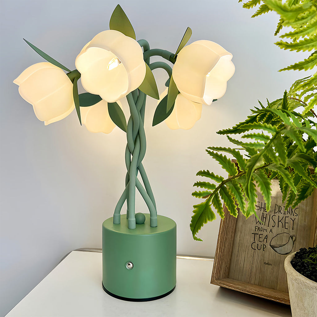 Vintage Green Artistic Table Lamps with Flexible Stems for Desk & Living Room