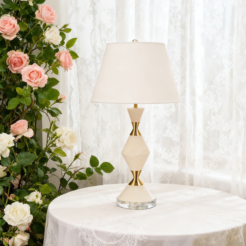 Elegant White Modern Table Lamps with Gold Accents for Living Room Decor