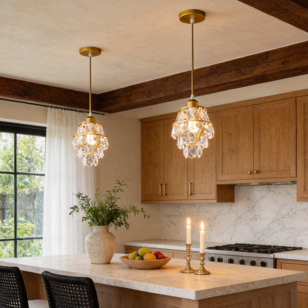 Modern Silver Crystal Mini Pendant Light Fixture for Dining Room Ceiling