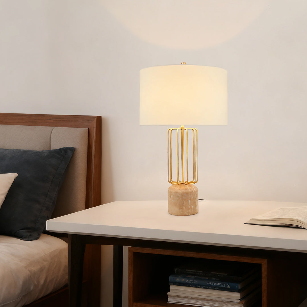 Nordic Geometric Metal Cage LED Table Lamp for Stylish Living Room Decor