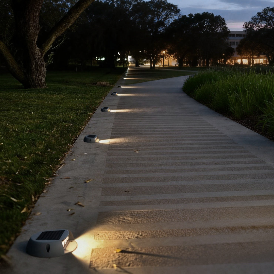 Solar-Powered LED Embedded Deck Pathway Lights in Durable Black Design