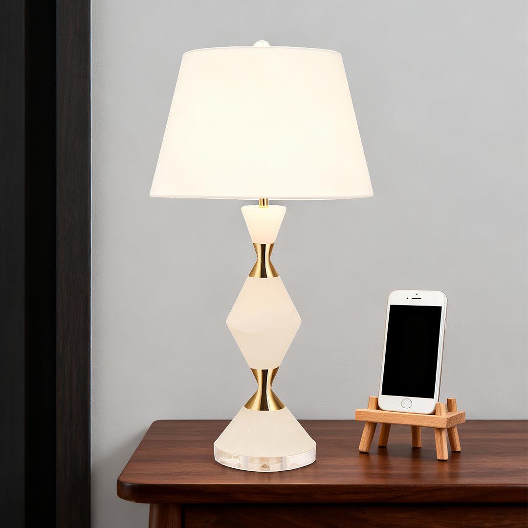 Elegant White Modern Table Lamps with Gold Accents for Living Room Decor