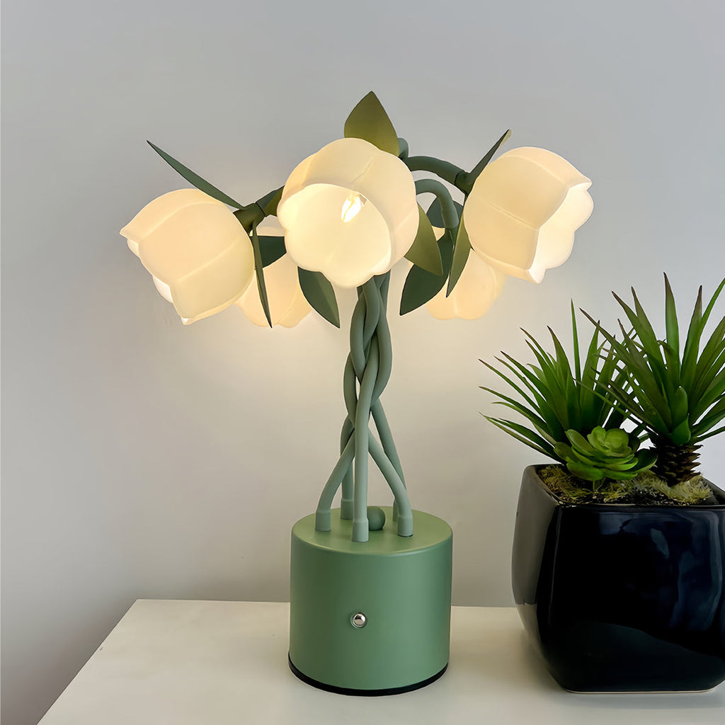 Vintage Green Artistic Table Lamps with Flexible Stems for Desk & Living Room