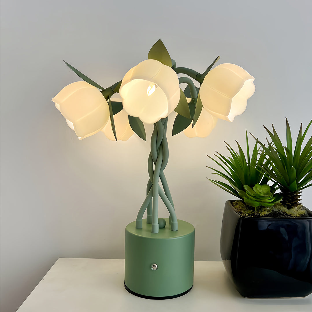 Vintage Green Artistic Table Lamps with Flexible Stems for Desk & Living Room