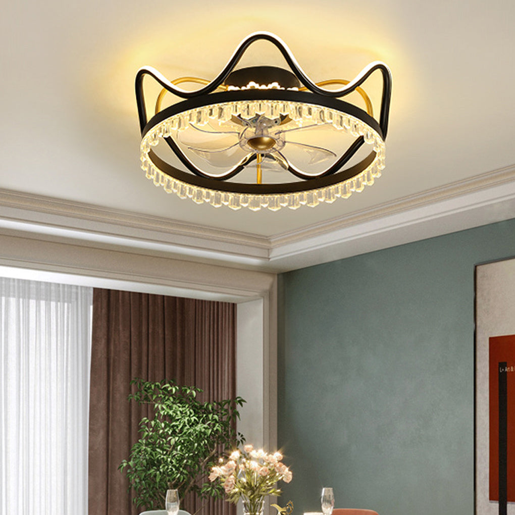 Modern Round LED Ceiling Fan Light with Remote - Adjustable Brightness