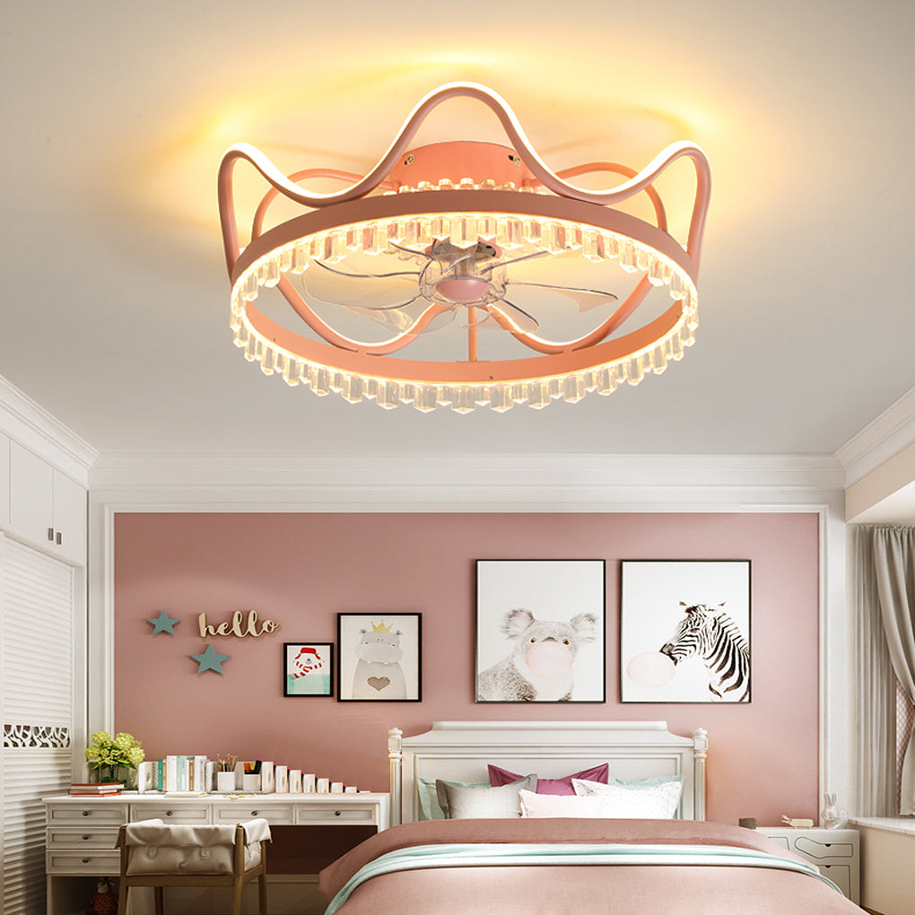 Modern Round LED Ceiling Fan Light with Remote - Adjustable Brightness