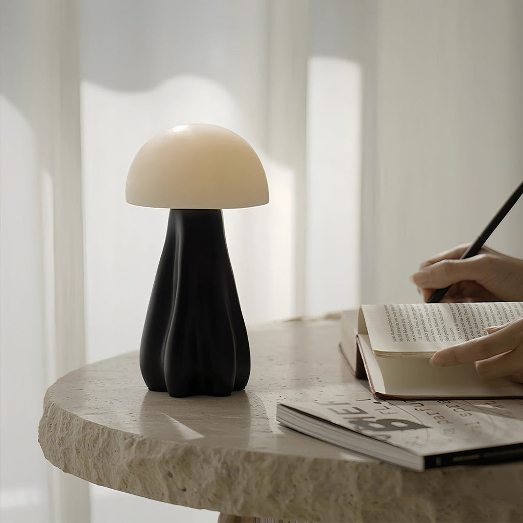 Nordic Style LED Mushroom Table Lamp in White Resin for Cozy Interiors