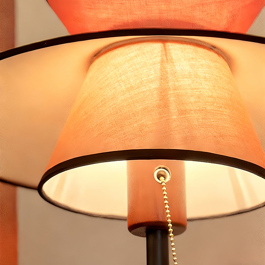 Vintage Fabric Shade Ambient Floor Lamp with Pull Chain for Living Room