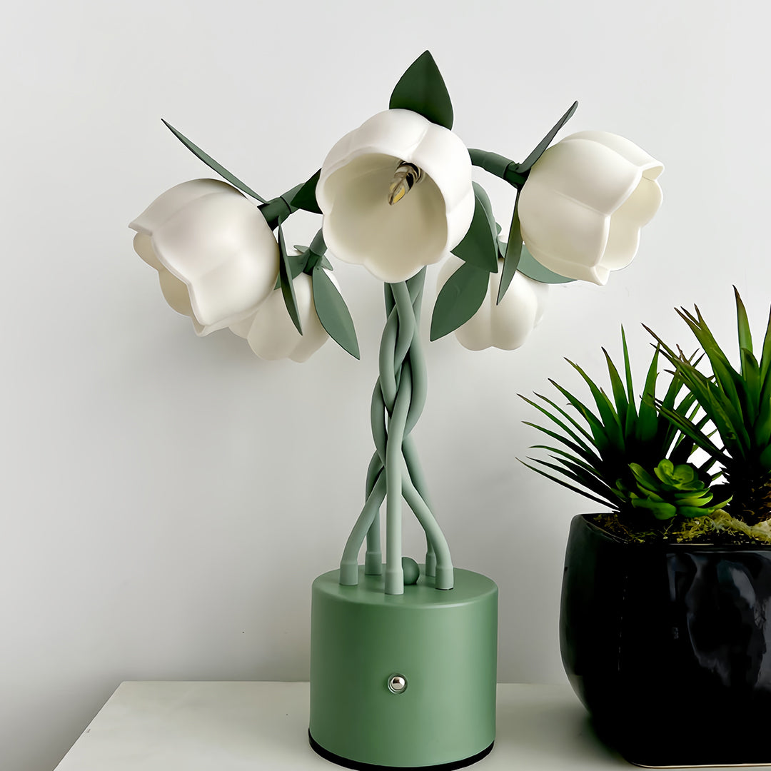 Vintage Green Artistic Table Lamps with Flexible Stems for Desk & Living Room