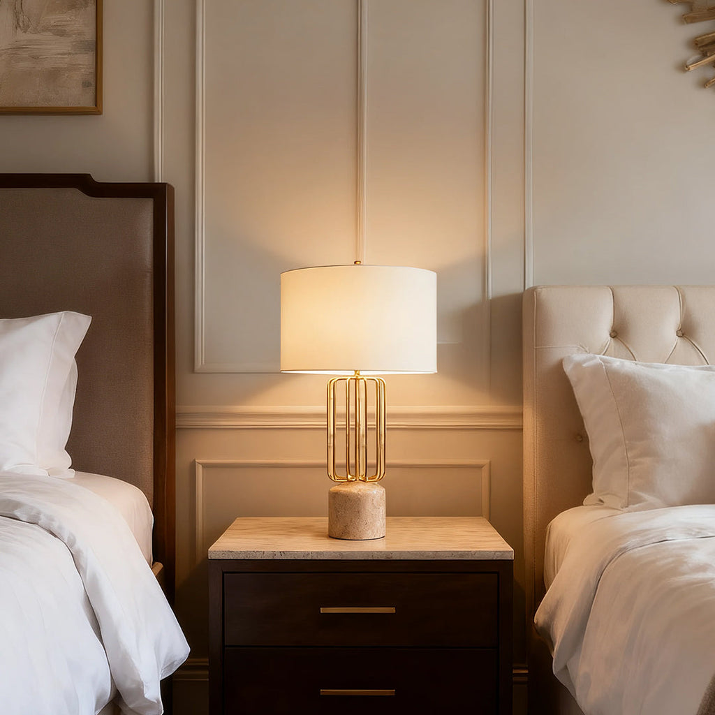 Nordic Geometric Metal Cage LED Table Lamp for Stylish Living Room Decor