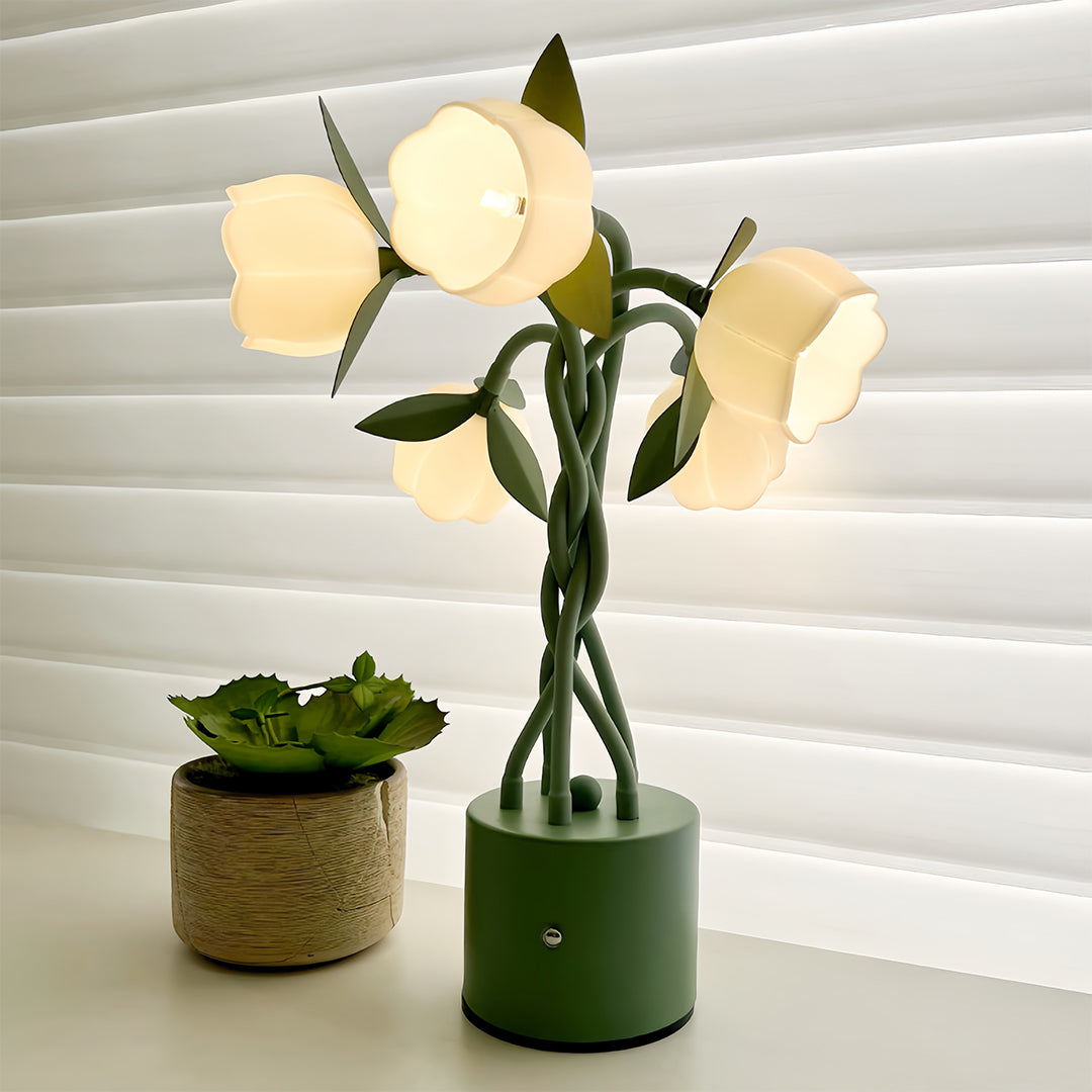 Vintage Green Artistic Table Lamps with Flexible Stems for Desk & Living Room