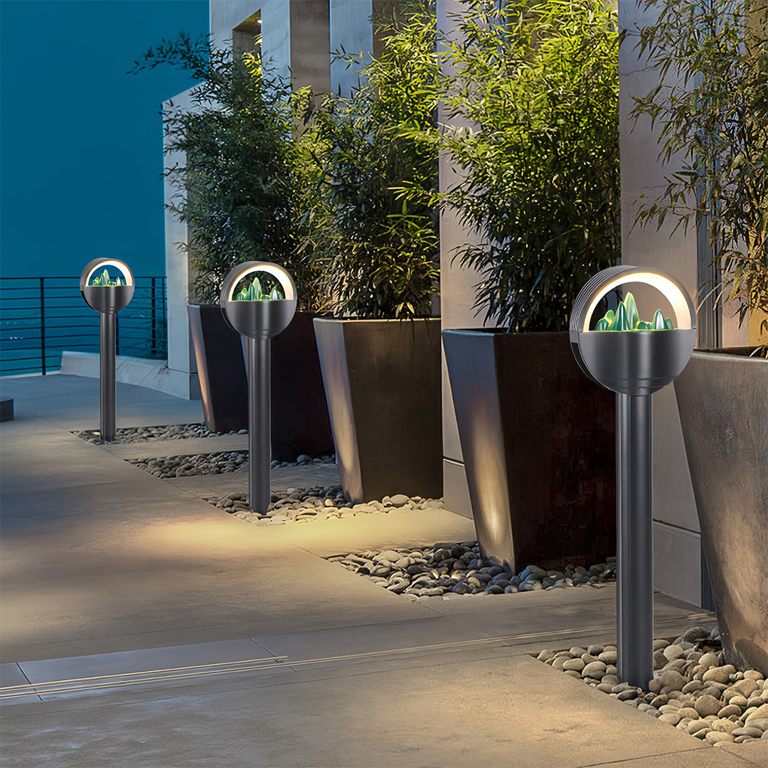 Contemporary Frosted Globe Waterproof Pathway Lights for Outdoor Gardens