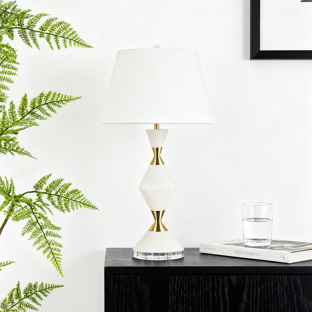 Elegant White Modern Table Lamps with Gold Accents for Living Room Decor