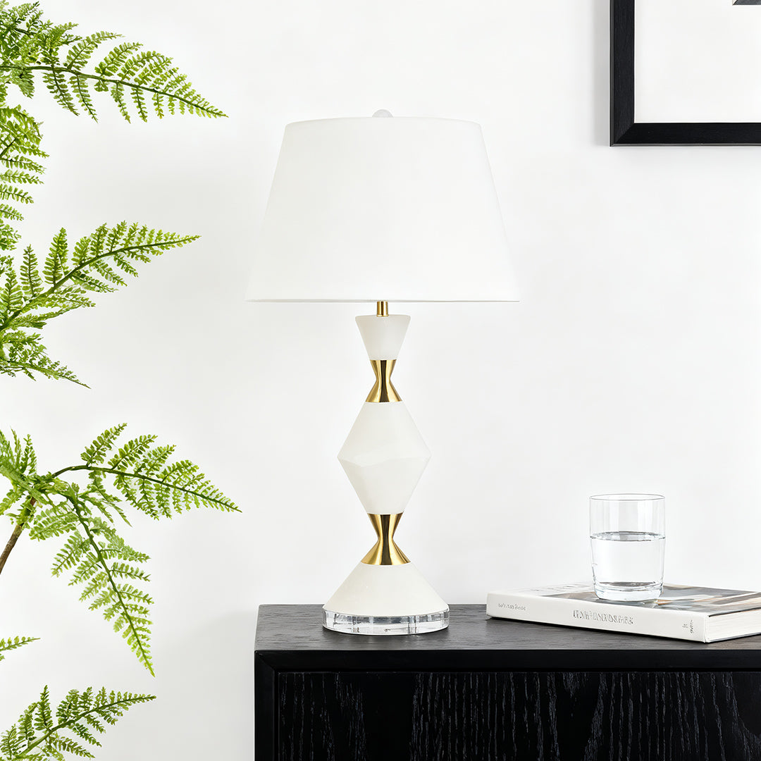 Elegant White Modern Table Lamps with Gold Accents for Living Room Decor