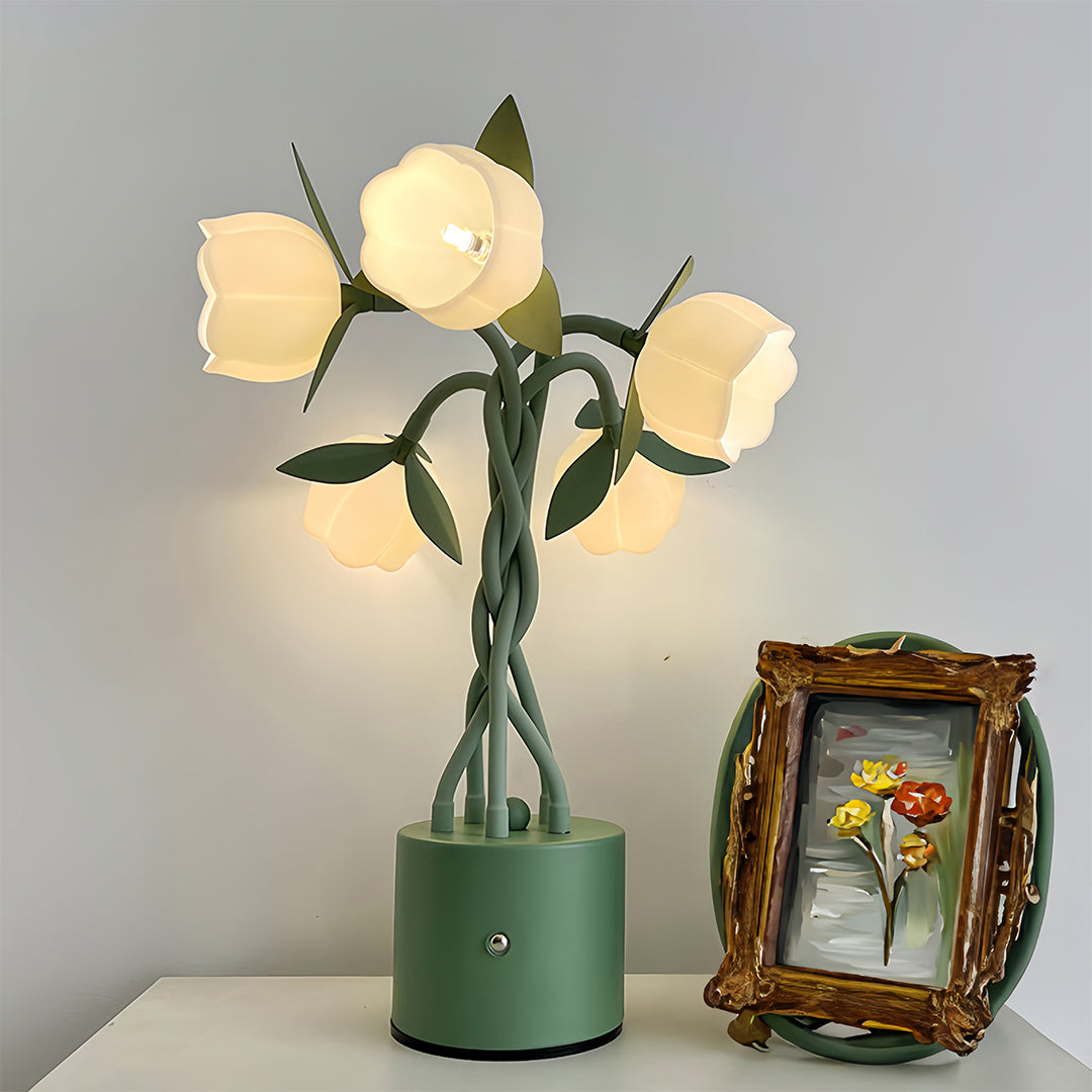 Vintage Green Artistic Table Lamps with Flexible Stems for Desk & Living Room