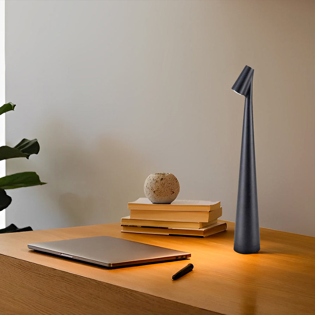 Modern Dimmable Cone-Shaped Metal LED Table Lamp for Home Decor