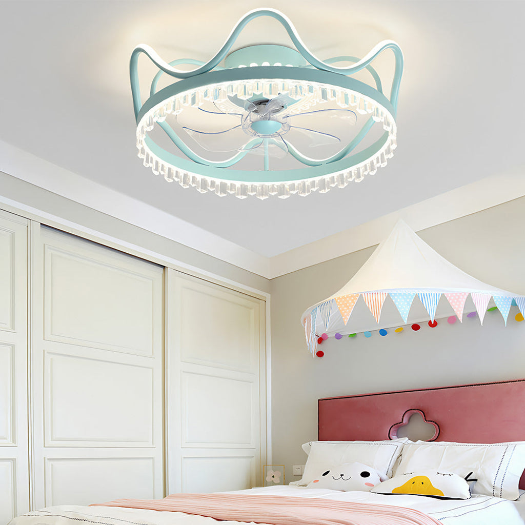 Modern Round LED Ceiling Fan Light with Remote - Adjustable Brightness