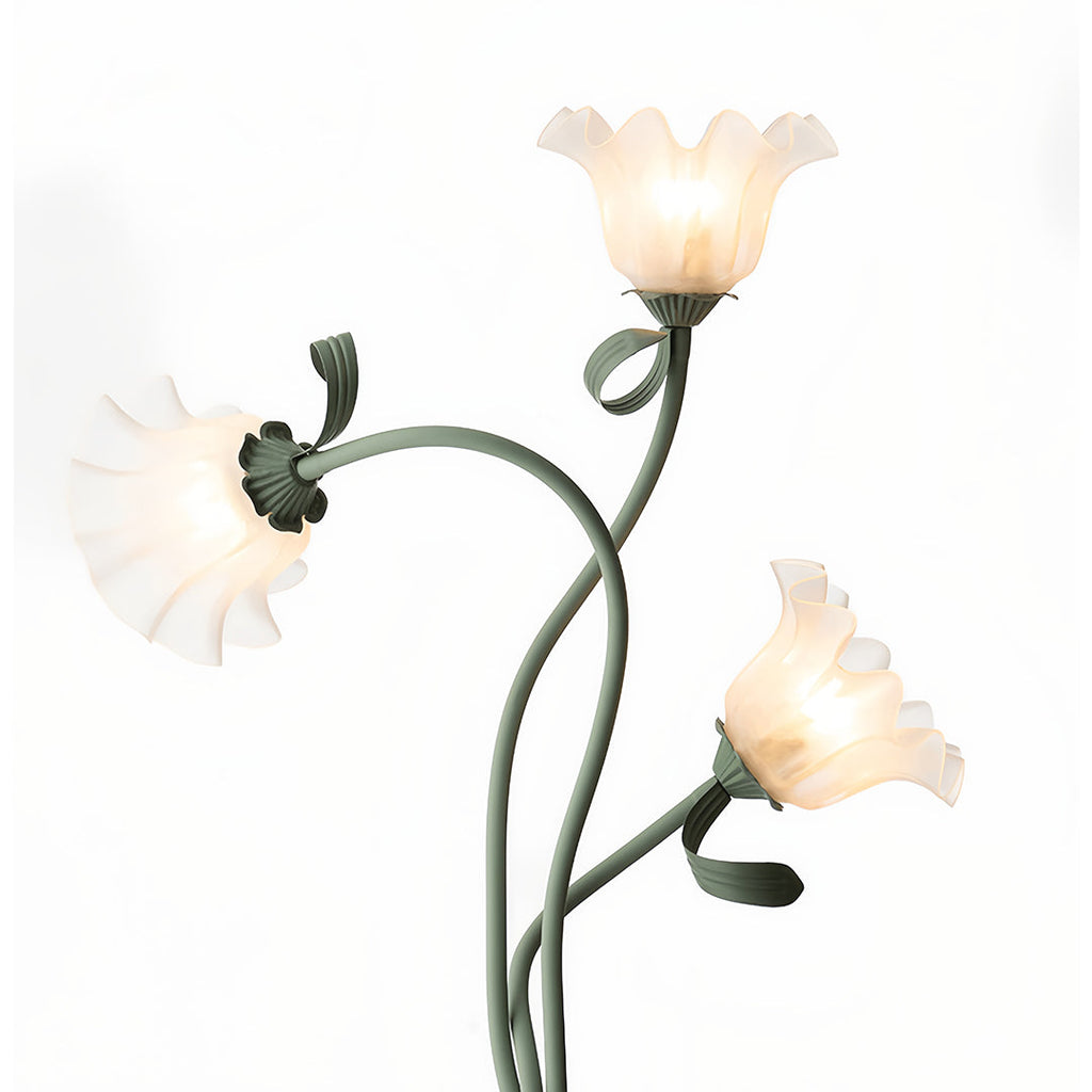Artistic Green Iron Flower Floor Lamp for French Country Living Room