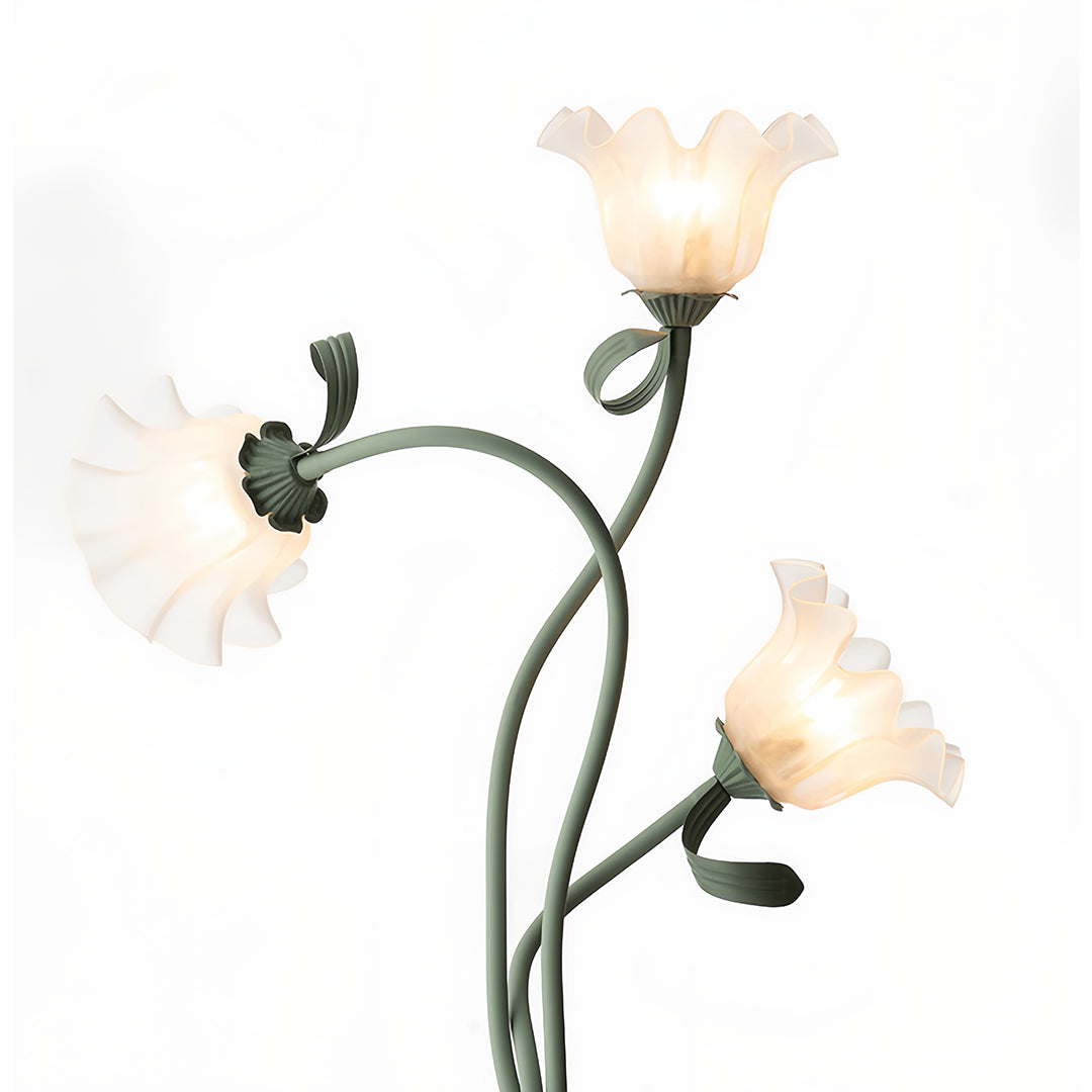 Artistic Green Iron Flower Floor Lamp for French Country Living Room
