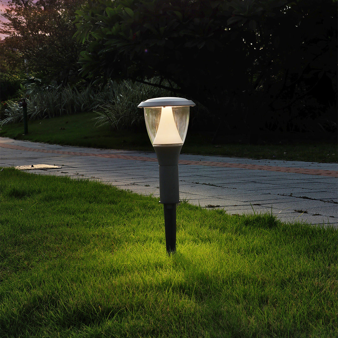Modern Minimalist White LED Garden Stake Lights for Outdoor Walkways