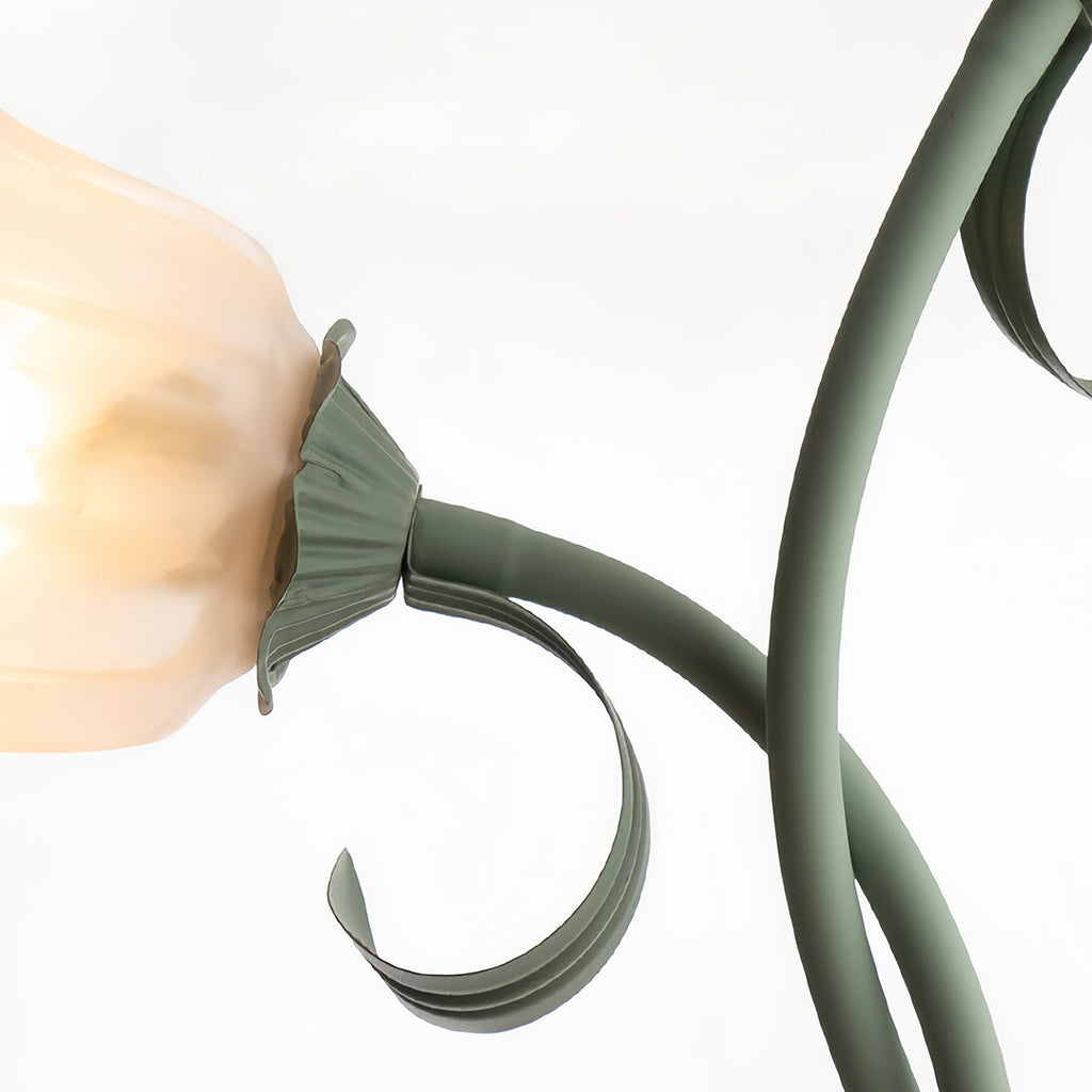 Artistic Green Iron Flower Floor Lamp for French Country Living Room
