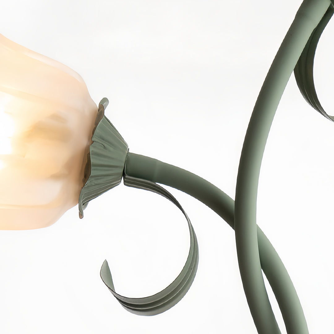 Artistic Green Iron Flower Floor Lamp for French Country Living Room