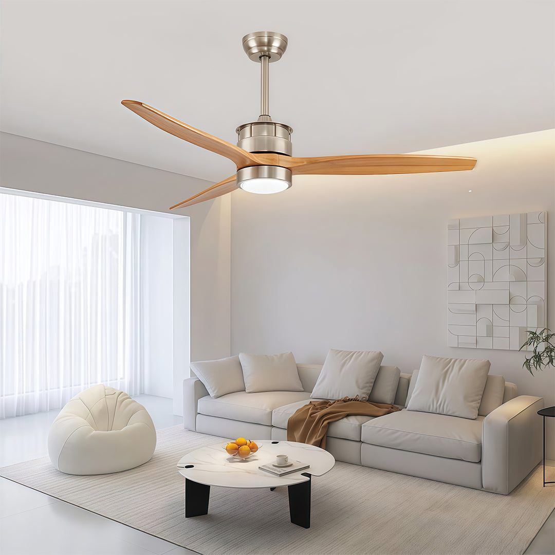 Sleek Modern White Ceiling Fan with LED Light & Remote for Living Room