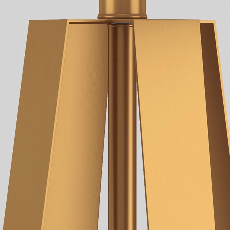 Elegant 22-Inch Gold Brass Geometric Table Lamp in Faux Silk for Living Room
