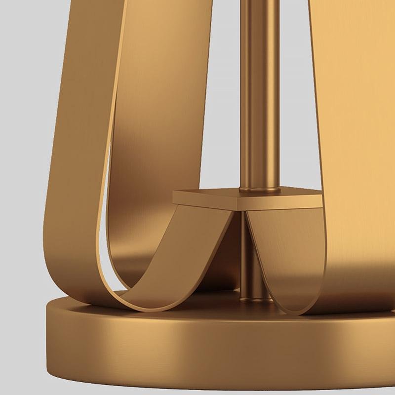 Elegant 22-Inch Gold Brass Geometric Table Lamp in Faux Silk for Living Room