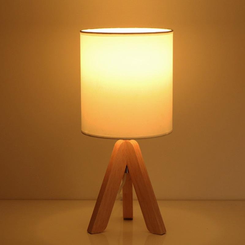 15-Inch Wood Modern Tripod Table Lamp for Stylish Living Room Decor