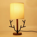 16" Rustic Tree Branch Table Lamp with Fabric Shade for Cozy Decor