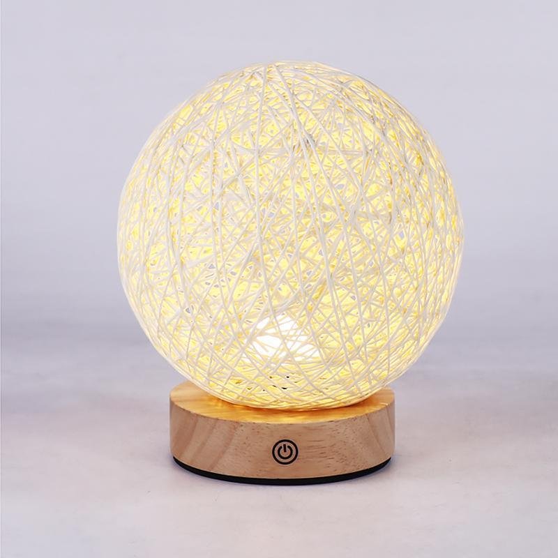 6-Inch LED Natural Wicker Rattan Table Lamp for Cozy Home Decor