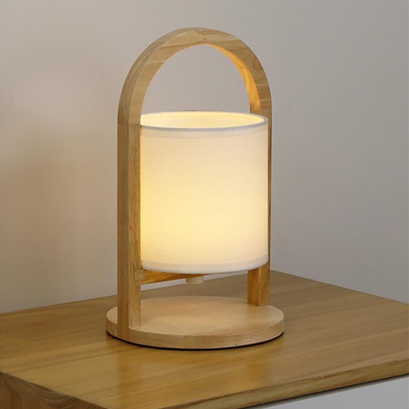 Rustic Wooden Battery-Operated Accent Table Lamp for Living Room Decor
