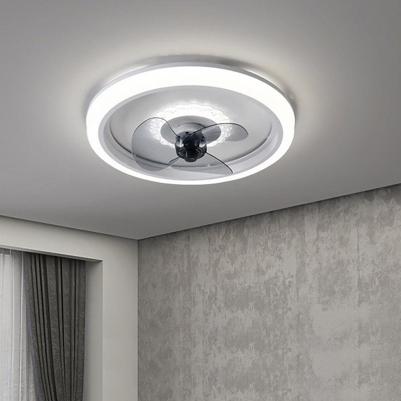 Sleek White Round LED Ceiling Fan Light with Remote for Contemporary Rooms