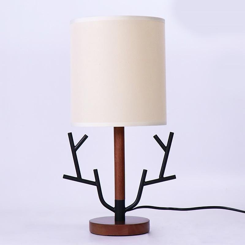 16" Rustic Tree Branch Table Lamp with Fabric Shade for Cozy Decor