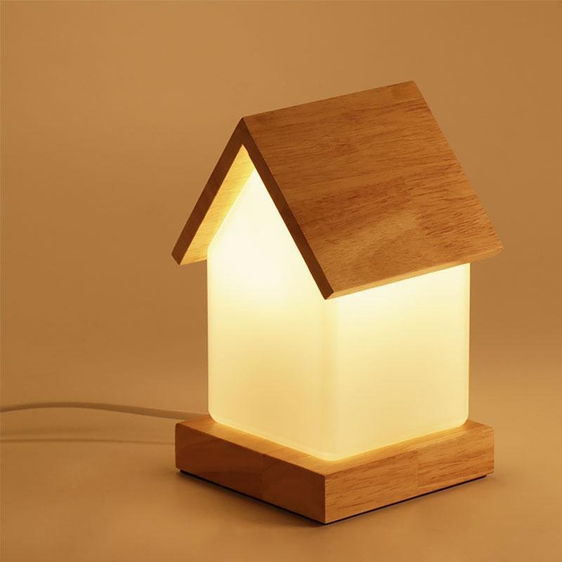 Charming Wooden LED Night Light House Lamp for Kids' Bedroom Decor