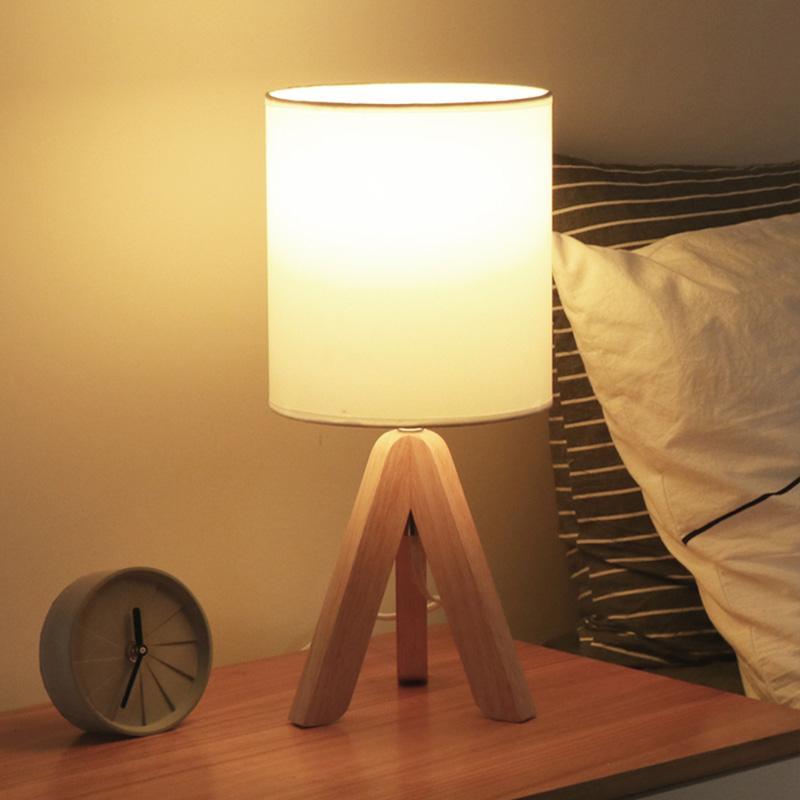 15-Inch Wood Modern Tripod Table Lamp for Stylish Living Room Decor