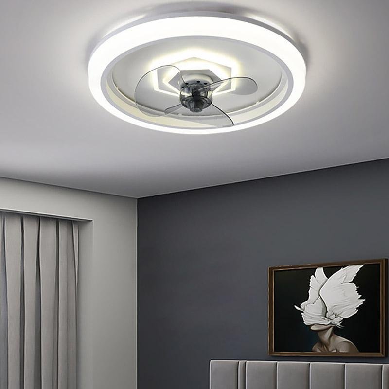 Sleek White Round LED Ceiling Fan Light with Remote for Contemporary Rooms
