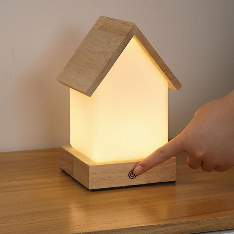 Charming Wooden LED Night Light House Lamp for Kids' Bedroom Decor
