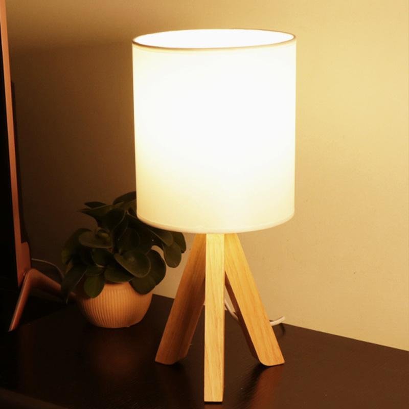 15-Inch Wood Modern Tripod Table Lamp for Stylish Living Room Decor